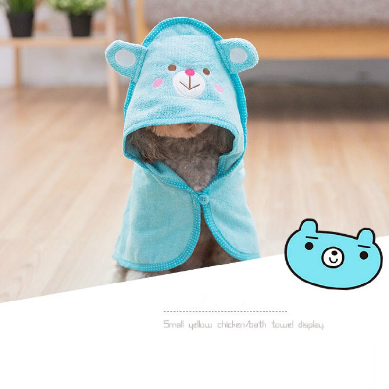 Cute Pet Dog Towel Soft Drying Bath Cat Hoodies Puppy Super Absorbent Bathrobes Cleaning supply