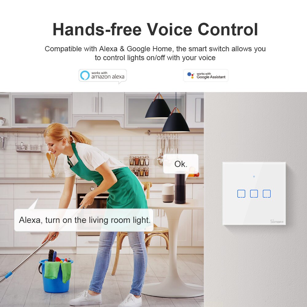 Itead SONOFF TX UK Touch Switch Wifi Wall Light Switch T0UK Wireless Smart Remote Controller via e-WeLink APP Works With Alexa