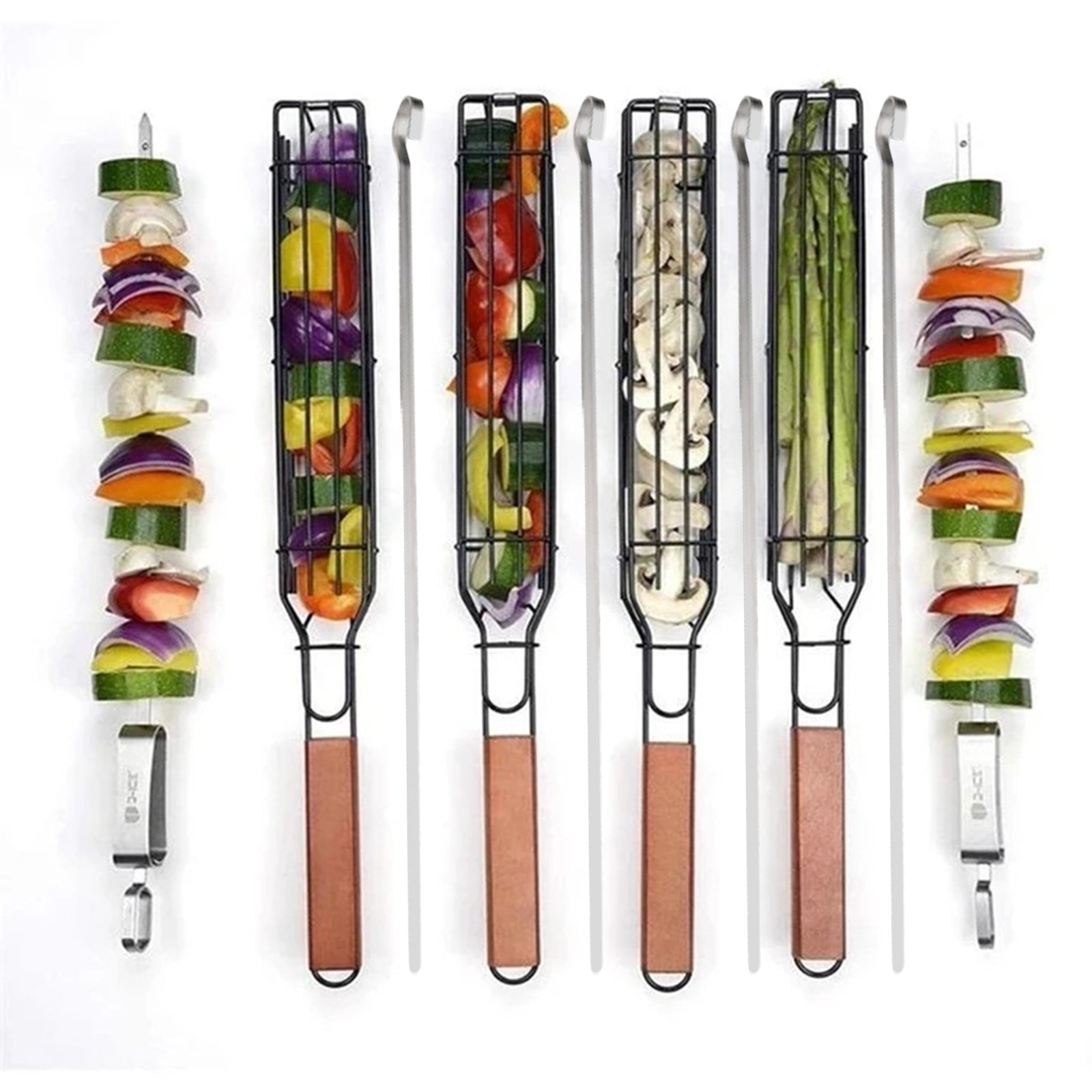 Stainless Steel Barbecue Baskets Handy Heat Resisting Bbq Grill Baskets Bbq Accessories Tools For Roast Meat Vegetable Box