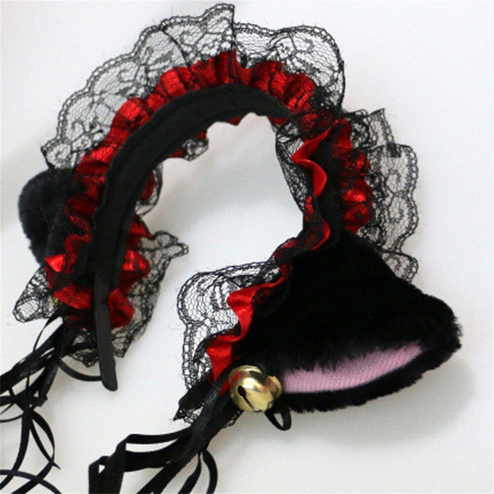 Cute And Beautiful Headwear Maid Cat Ears Lace Bell Headband Cosplay Costume Accessories Headwear Dress Accessories Decoration