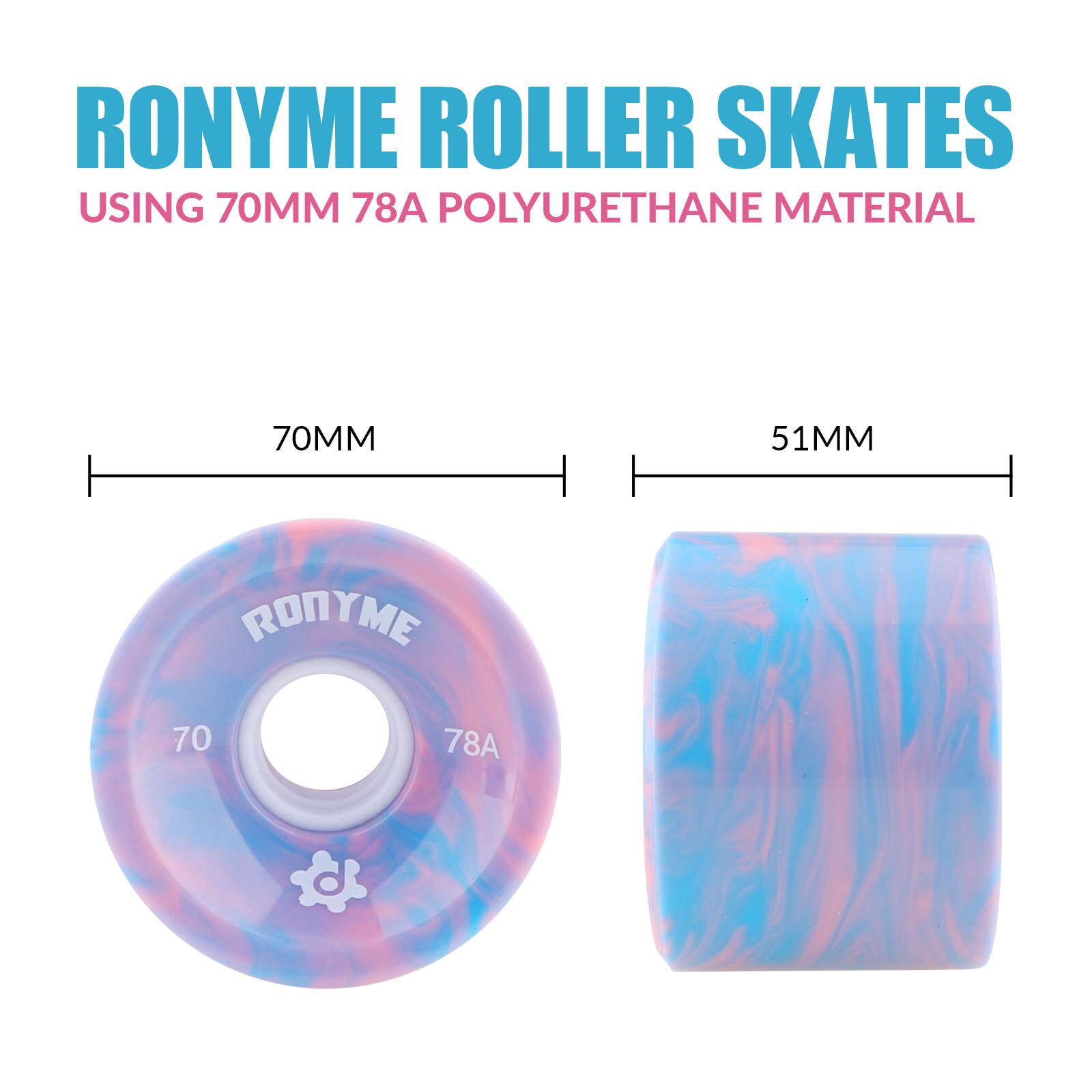 4 Pieces / Set Skateboard Wheels 82A 70mm X 51mm Skateboard Wheel Longboard Cruising LED - Blue