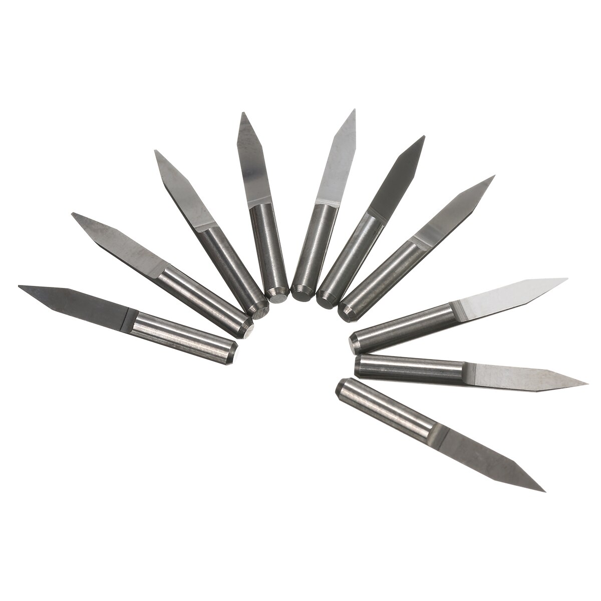 10Pcs Flat Bottom Engraving Bits 30mm CNC Router Tools V-shape Carbide PCB Carving Cutters 30 Degree 3.175mm Shank