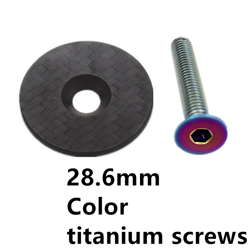 Carbon Bicycle Stem Top Cap with Screw For od2 31.8mm-28.6mm 1 1/8" Steerer Fork Tube Headset Cap Cover: Color Ti Screw