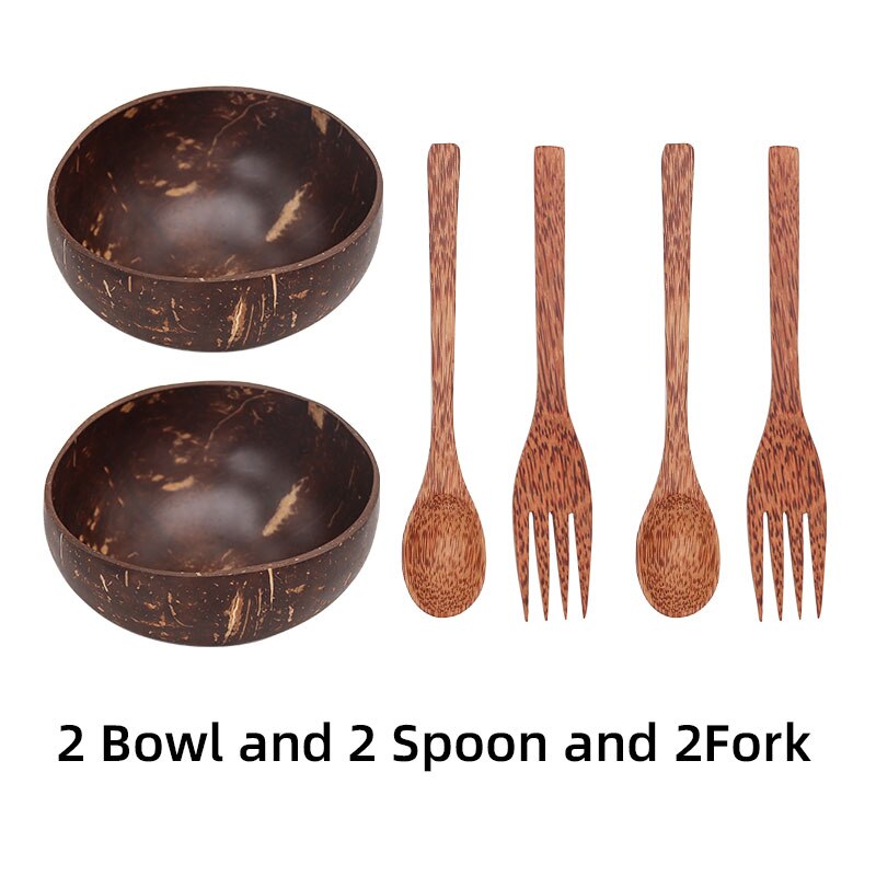 Vaisselle vajilla de coco de ramen, cuencos completos de platos, bol frutero, vajilla de madera, platos de cocina, fideos completa de platos frutero tazones ensaladera aperitivos para comer pipas y cascaras cáscaras: 2 bowl 2 spoon 2fork