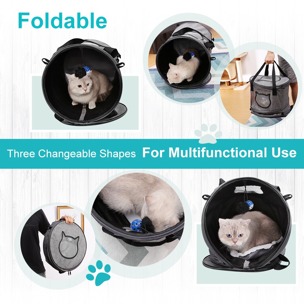 Multifunctional Cat Carrier Portable Bed Collapsible Cat Tunnel With Changeable Shapes Mat Toys Docamor Foldable Pet Cat Carrier