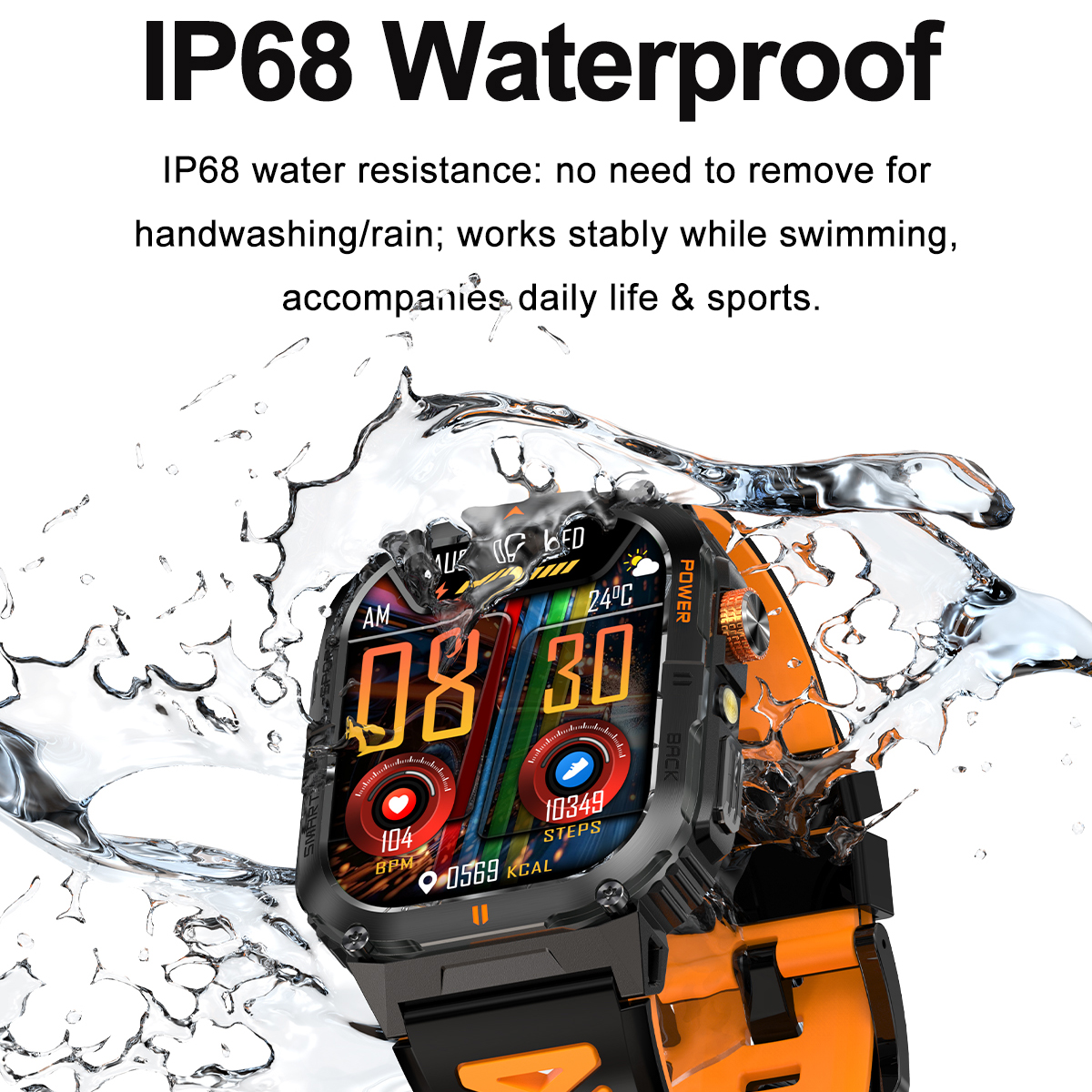 Orologio intelligente per sport all'aria aperta Schermo HD da 2,0 pollici Torcia a LED Bluetooth Orologio intelligente parlante YK12 per uomo Donna Regali di festa