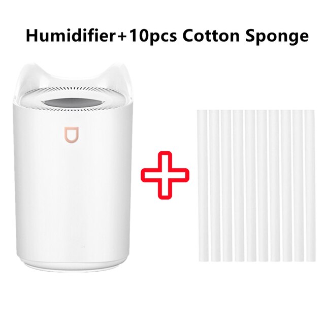 3L USB Double Nozzle Humidifier Aroma Essential Oil Diffuser Ultrasonic Air Humidifier With Colorful Mood Lights: Dark Khaki