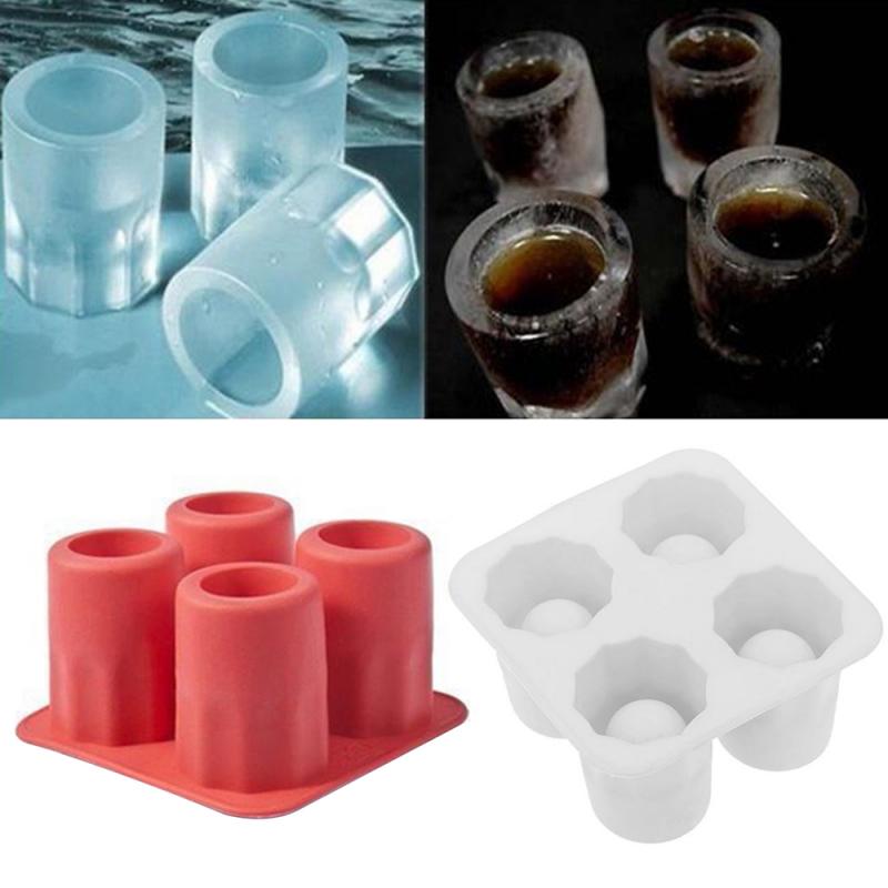 Einfrieren Schimmel Bar Bär Werkzeug cool 4 Tasse bilden Gummi Schützen Eiswürfel Schuss Glas Heiße Neue Bar Party Trinken Eis Tablett Coole bilden Eis