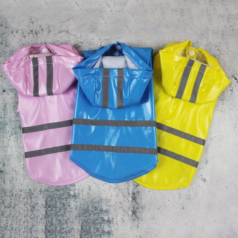 Multisize Pets Dog Clothes Hooded Raincoats Reflective Strip Dogs Rain Coat Waterproof Jacket Outdoor Breathable Clothes Puppies