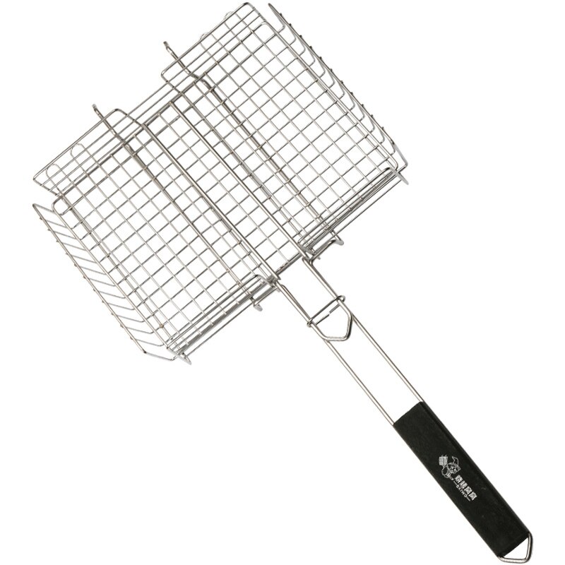 Barbecue tool large grilled fish clamp thick stainless steel charcoal grilled net clip grilled corn fish meshes BBQ tool