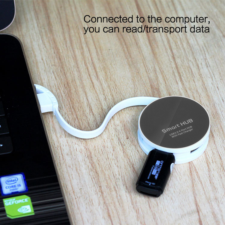 Round USB HUB 4 Port USB 2.0 Splitter Switch Portable Splitter Set for iMac Computer Laptop Accessories Hab Adapter