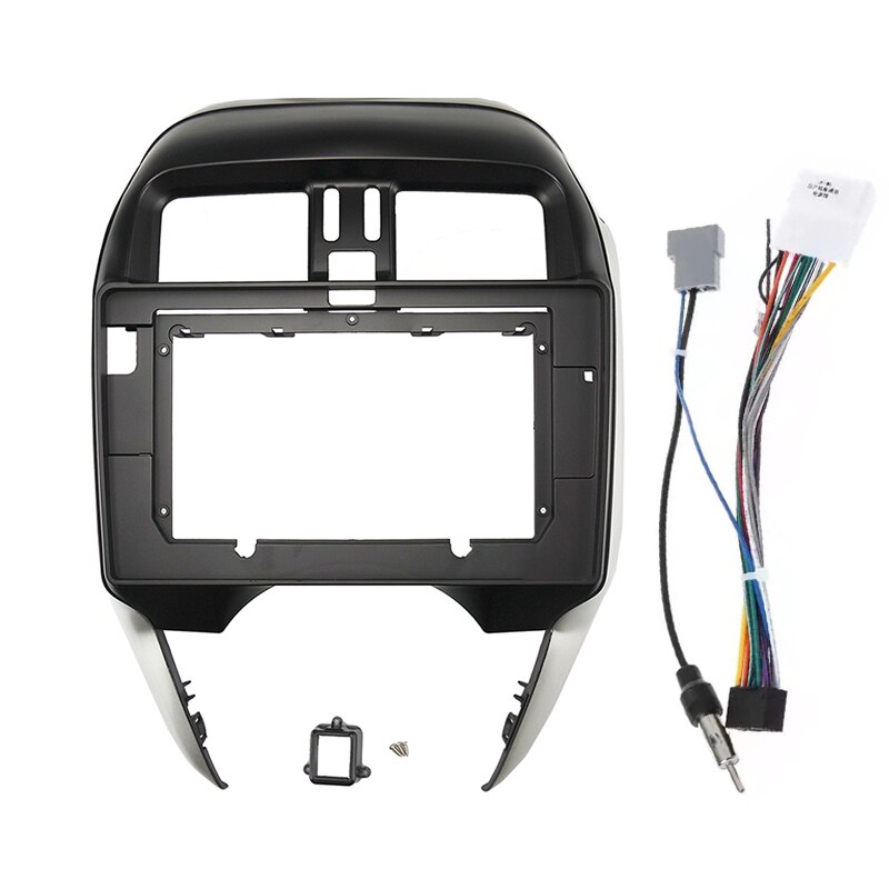 Car Radio Fascia For NISSAN Micra March Versa Note Livina Almera Latio Sunny Juke Versa Auto Stereo Dash Panel Frame Kit: fascia and cable / 10.1 inch
