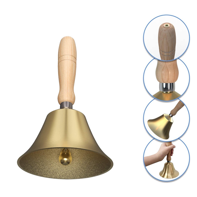 4.33 Inch Large Hand Call Bell With Wood Handle,For Kids And Adults,Used For Weddings,School Classroom,Service And Game CNIM