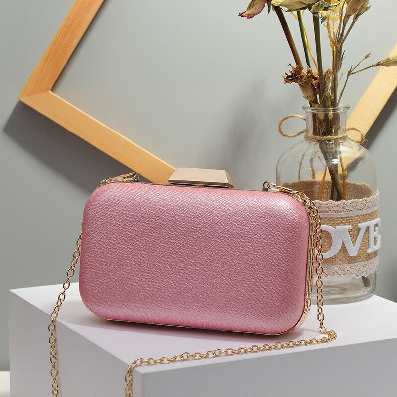 NYHED Women Wedding Ceremony Clutches Marriage Party Evening Chains Handbag Dinner Bag: Pink