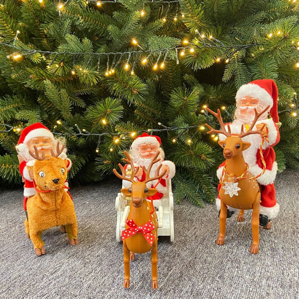 Julemanden ridning på elg elektrisk musikalsk legetøj julemanden elektrisk hjort til børn juledekoration