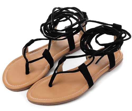 Eilyken Summer Roman Sandals Multiple Cross-Strap tall knee high Bondage Thong Nubuck Women Sandals Flip flops Black Apricot: Black / 5