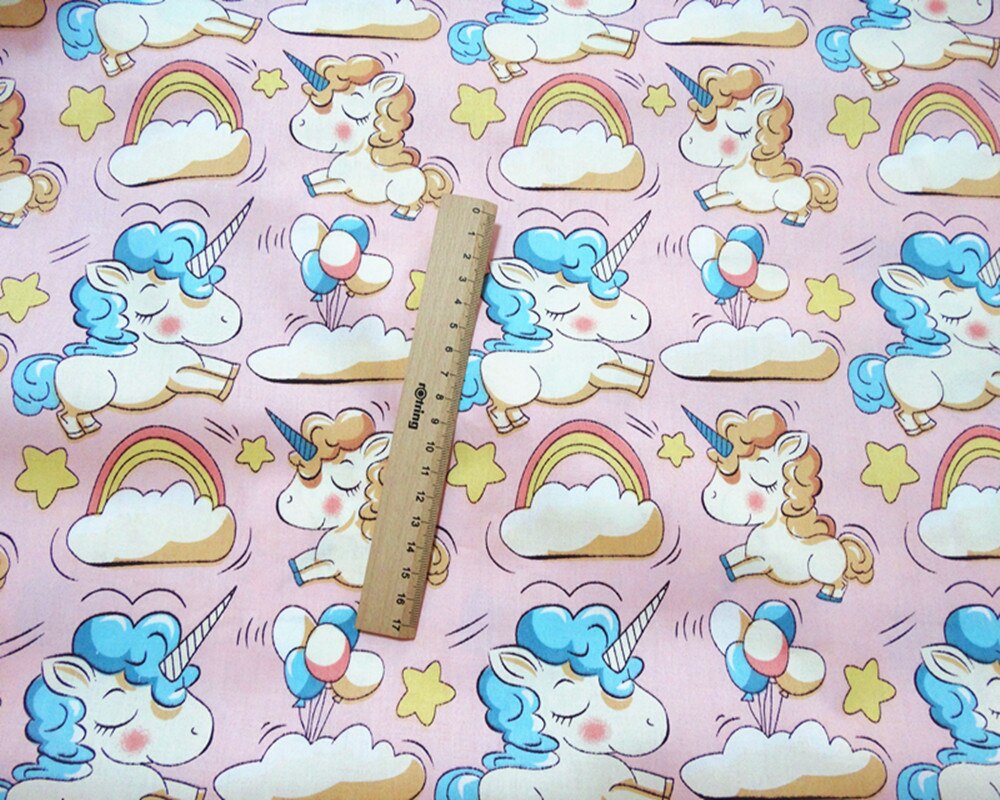 160*100cm bomullstyg tryckt enhörning stjärna baby flicka bomull quilting twill tyg för gör-det-själv sömnad lapptäcke tyg ark tyg