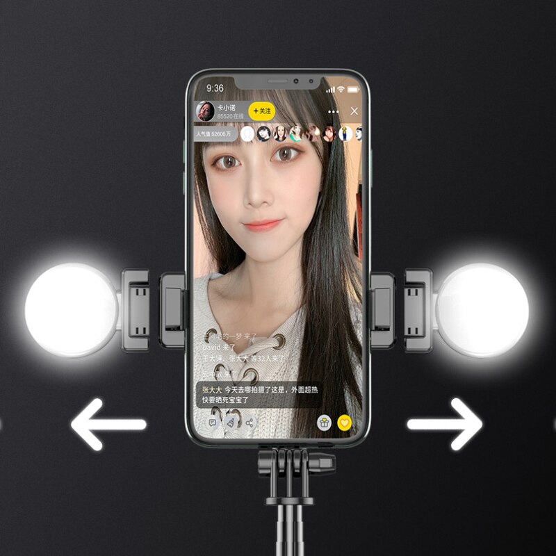 2IN1 Draagbare Bluetooth Selfie Stok Vullen Licht Ring Opvouwbare Statief Voor Iphone 11 Xiaomi Samsung Foto Live Video Met Statief