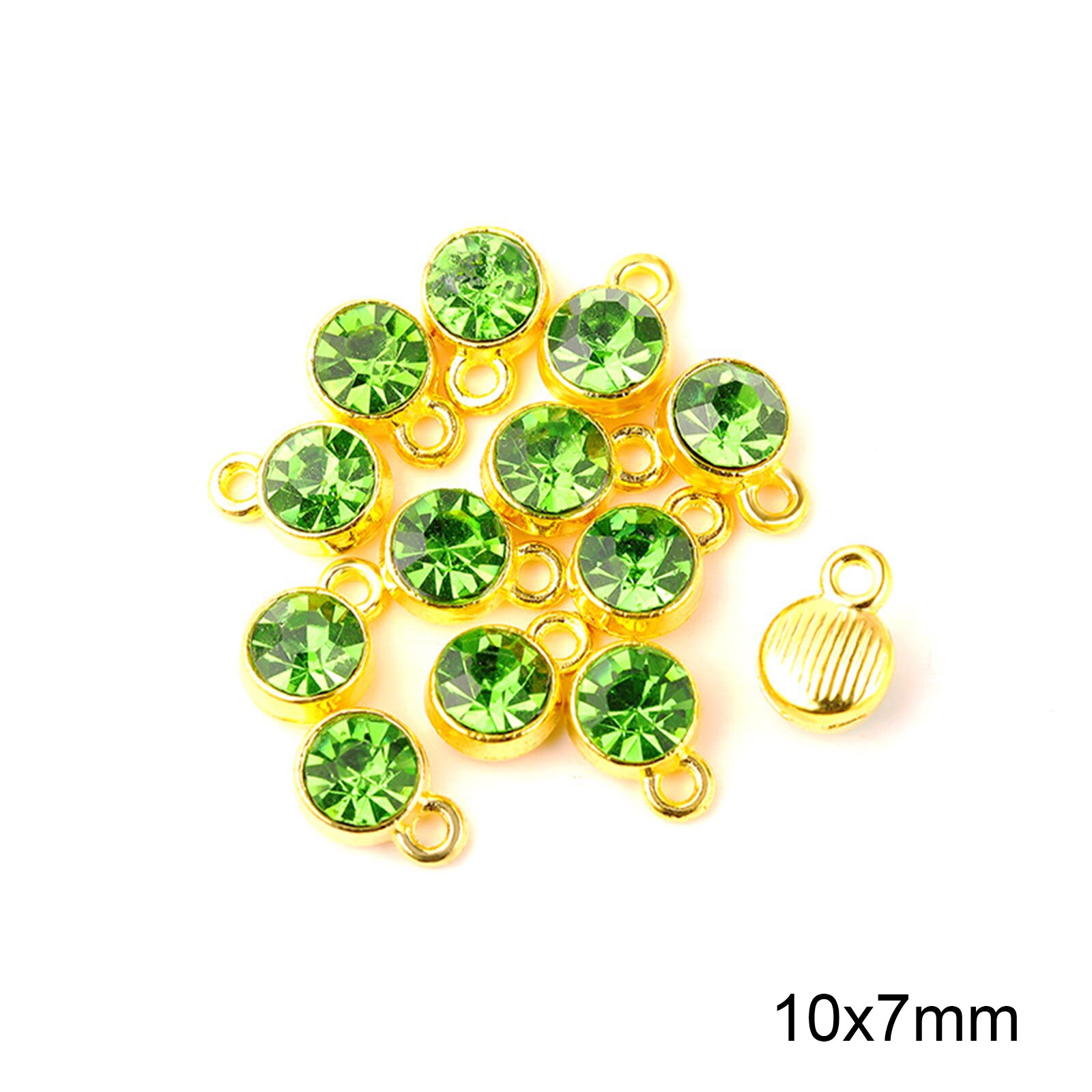 Doreen Box Charms in lega di zinco e vetro Birthstone rotondi placcati in oro viola 10mm x 7mm, 20 pezzi: 2