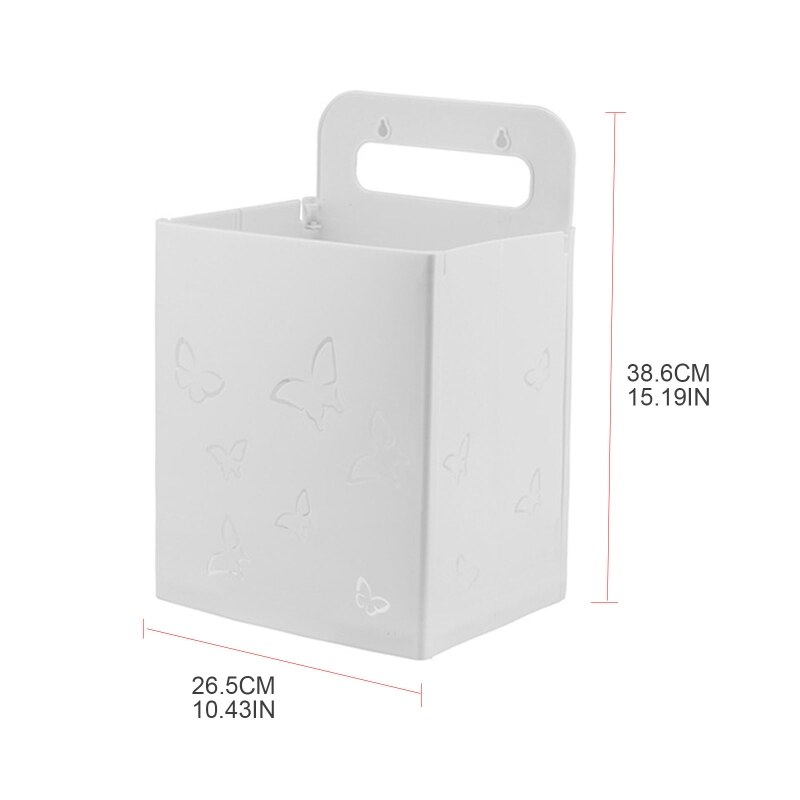 Plastic Collapsible Hanging Laundry Hamper with Handle Foldable Wall Mount Basket Hollow Out Butterfly Dirty Clothes Bin