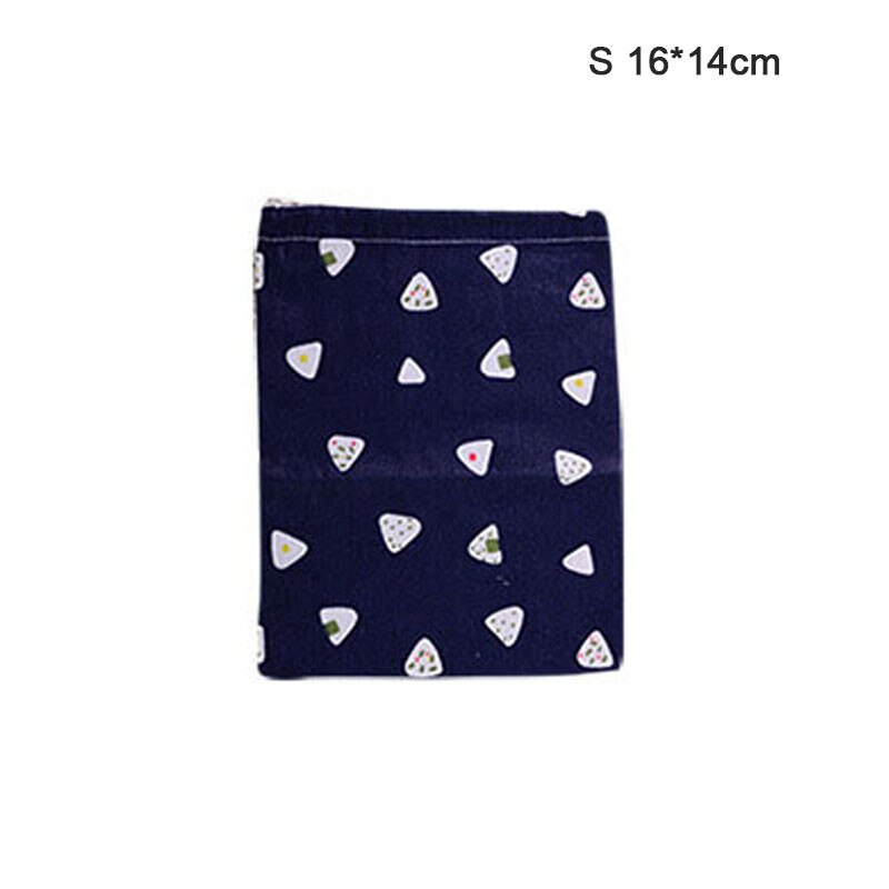 1pc Casual Women Cotton Drawstring Shopping Bag Eco Reusable Folding Grocery Cloth Underwear Pouch Case Travel Home Storage Bag: Blue-S