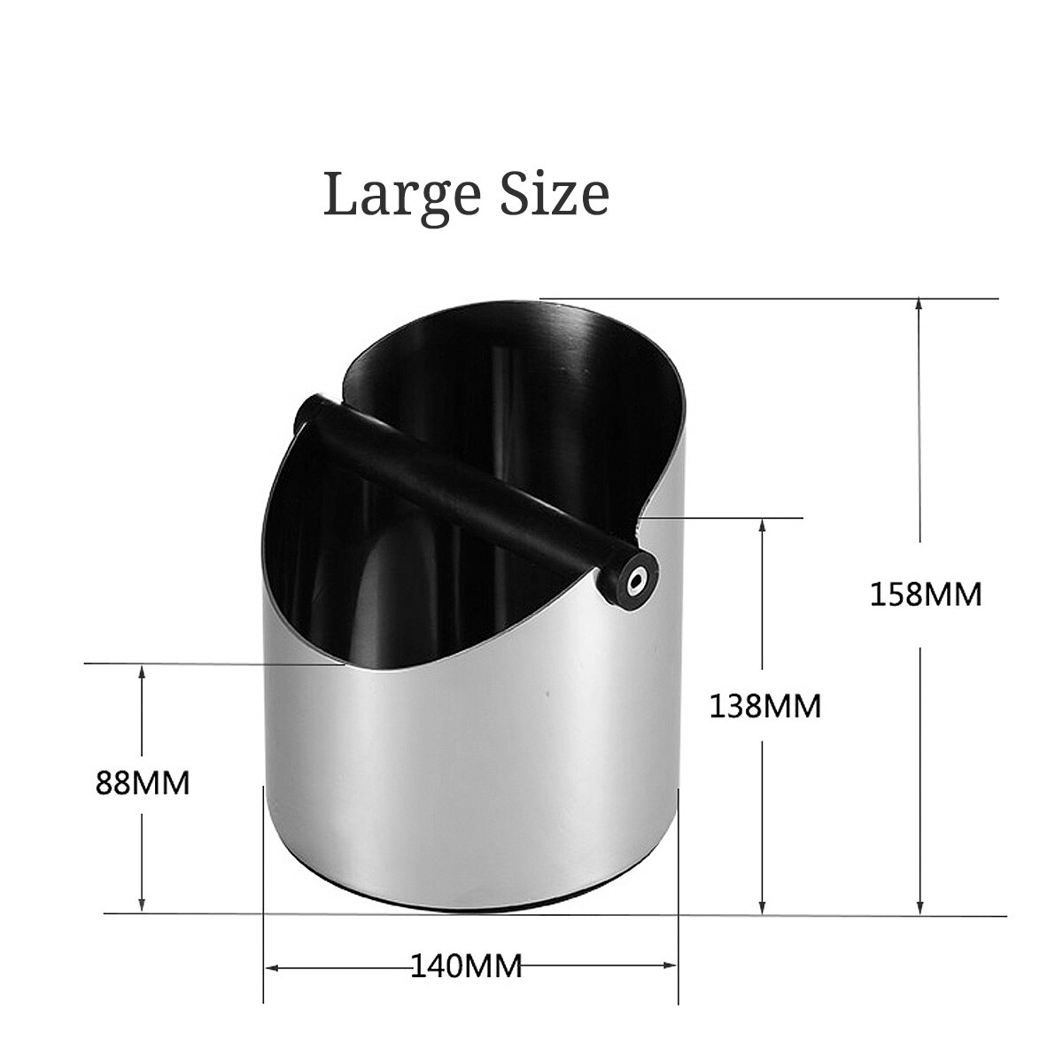 1L/2.1L Stainless Steel Coffee Knock Box Anti slip Coffee Grind Dump Bin Waste Bin with Detachable Knock Bar for Barista: 2.1L