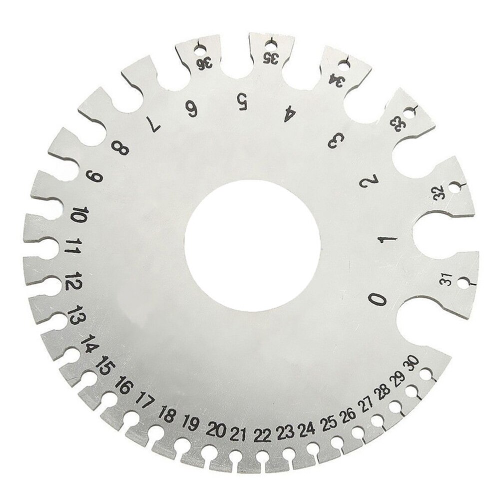 Awg swg dikte draagbare hoge nauwkeurigheid roestvrijstalen meetinstrument diameter zilveren lasinspectie 0-36 ronde draadmeter