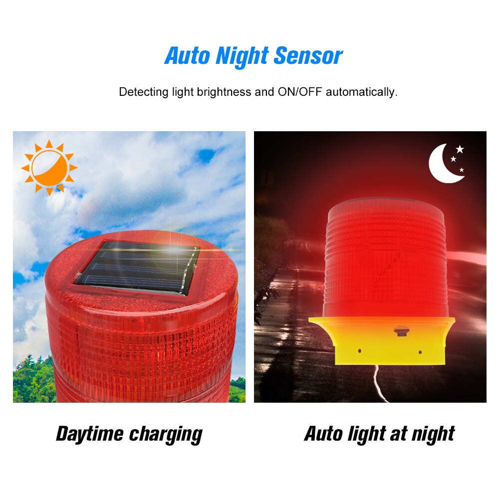 Solar Warning Lights 4pcs Leds Red Solar-powered Warning Lamps Obstruction Lamp/ Beacon Light/ Traffic Warning