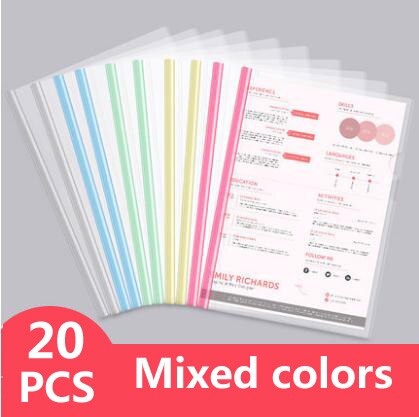 10 Pieces Color Transparent Draw Rod Folder File Report Resume Folder Thickened Draw Rod Folder Plastic Rod Clip: 20pcs mixing
