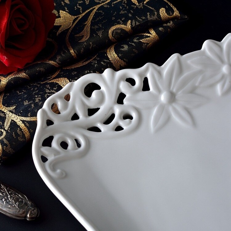 Craft Ceramic Fruit Plate Hollow Gourmet Plate Original Art Plate Flat Plate Plate