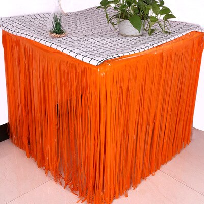 275X75 Cm Hawaii Party Decoratie Tafel Rok Folie Fringe Metallic Klatergoud Tafel Rok Voor Bruiloft Verjaardag Decoratie: Orange