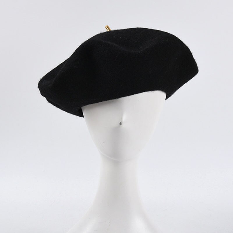 Uld store beret til kvinder solide franske hatte vintage maleren damer fedoras flade hætter b034 Grandado