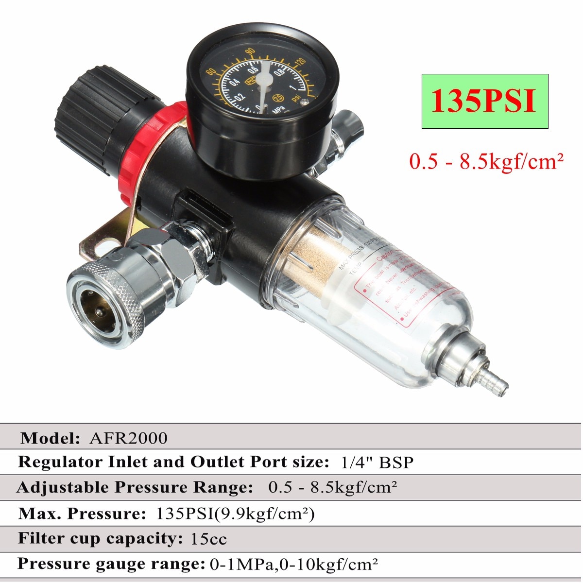 1/4 Luchtcompressor Met Fittings Joint Gratis Combinatie AFR2000 Luchtdruk Regulator Waterafscheider Trap Filter Airbrush