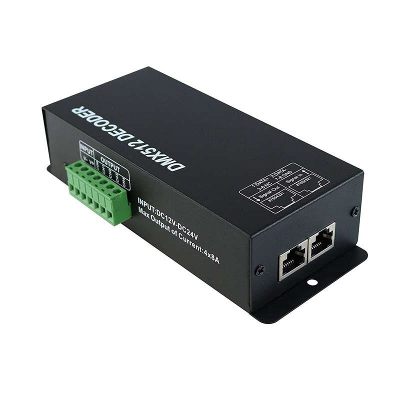 Dmx 512 digitale display decoder, dimmer driver dmx 512 controller voor led rgbw tape strip licht  rj45 aansluiting  dc12-24v 20a (4 c
