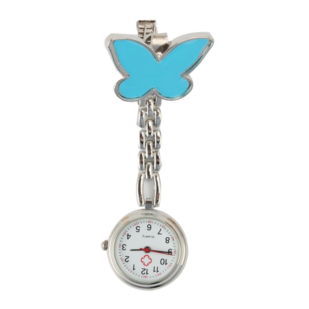 Antique Stainless Steel Nurse Clock On A Chain Pocket Watch Silver Brooch Quartz Analog Pendant Watch