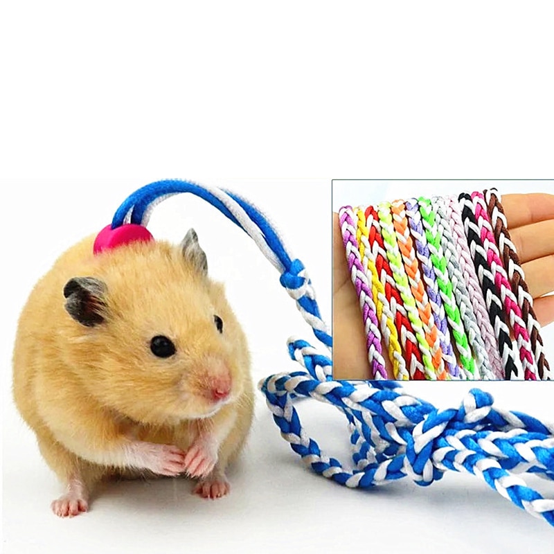 1.4m kjæledyr bånd hamster kanin tau bly krage justerbar sele tau håndlaget vevet rotte mus hamster kjæledyr bånd