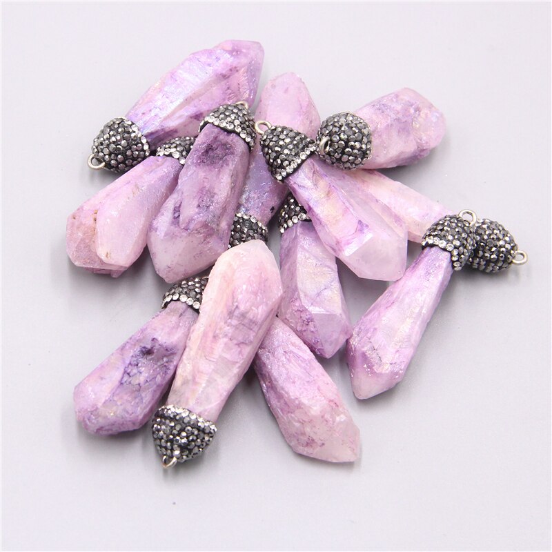 1pc Natural quartz Crystal healing Quartz stone Pendant Necklace Amulet lucky best friends Jewelry pendant charm: 10