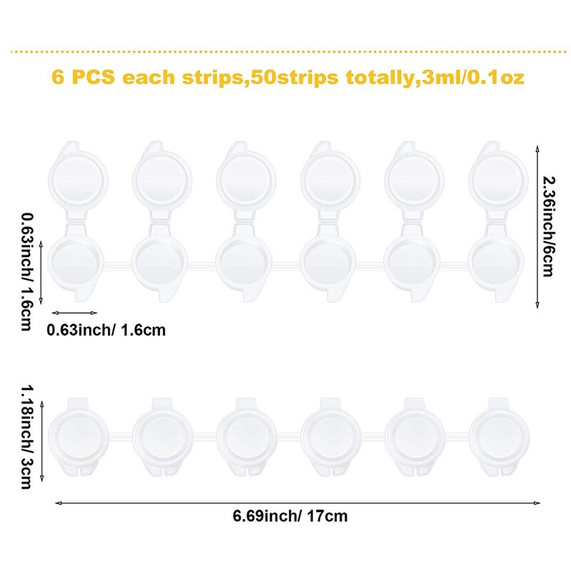 50 lege verfstrips verfbekers/potjes transparante opbergverfcontainers mini verfbekertje/potje 3ml/ 0.1 oz