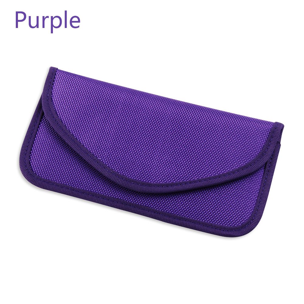 Universal Signal Blocker Case Blocking Bag Phone Car Key Faraday Cage Keyless RFID Safe Fob Pouch Automobiles Interior Accessory: PURPLE