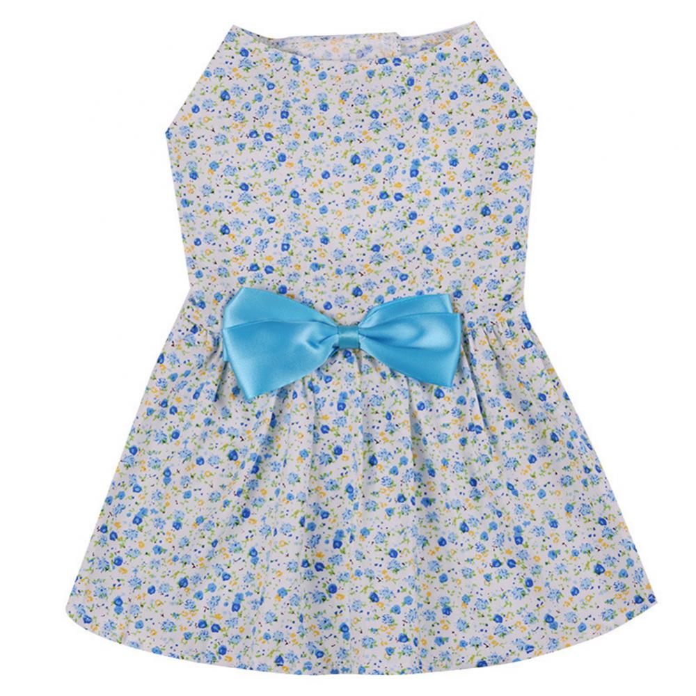 Robes à nœud Floral pour chien, tenue de mariage pour petit chien, Chihuahua, carlin, chiot, chat, été: Bleu / XL
