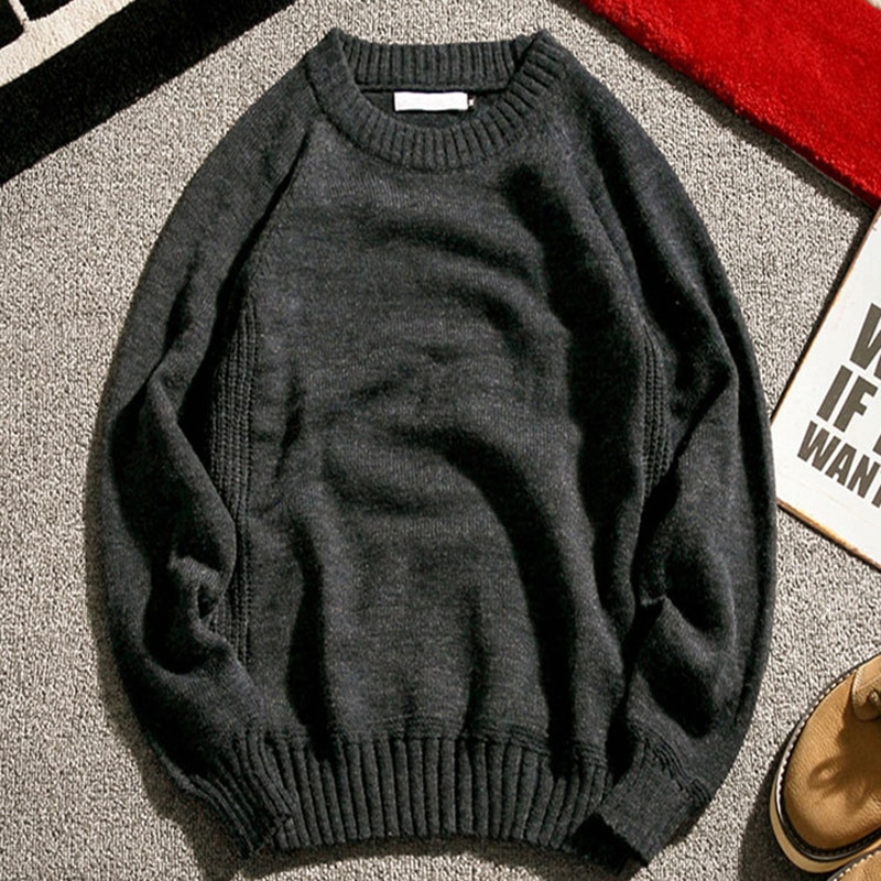 Märkeströja herr höst vinter varma herr stickade tröjor enfärgad casual o-neck pull homme bomullströja herr