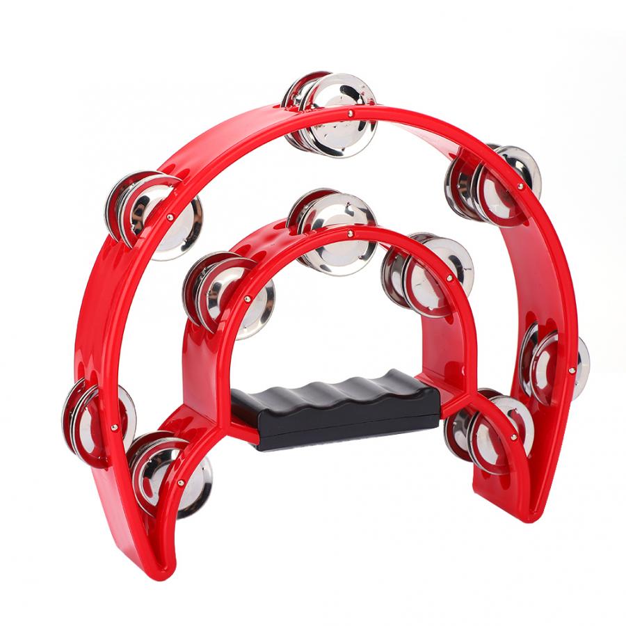 Round Percussion Double Row Handbell Tambourine Double Half Moon Tambourine Percussion Drum Party Game Baby Toy