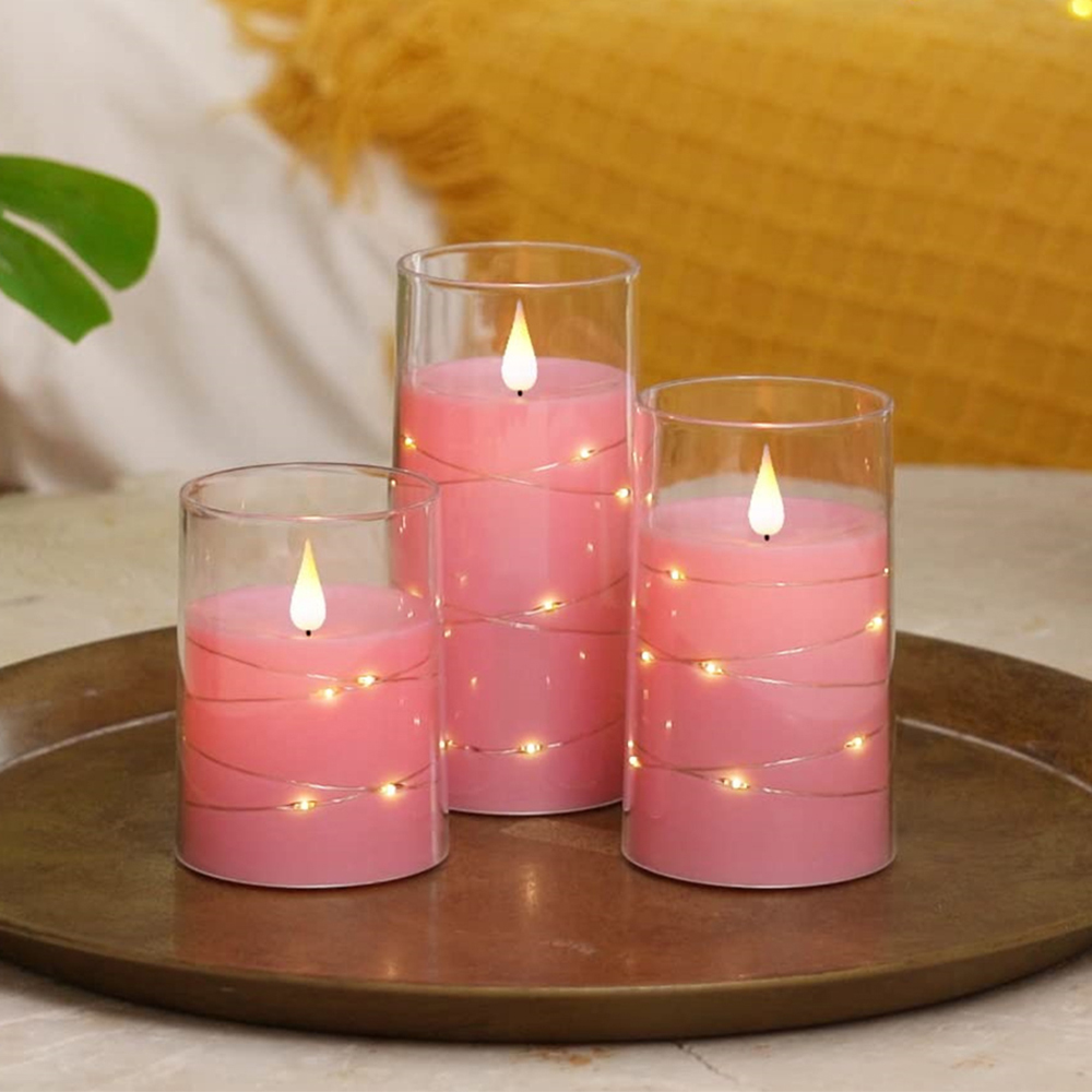 Bougies électroniques à LED pour la décoration de la maison, bandes lumineuses à LED avec télécommande, bougies en verre, fête de Noël et de mariage