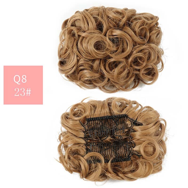 Large Comb Clip In Curly Synthetic Hair Pieces Chignon Updo Cover Extension Hair Bun Retro Style Women's Wedding Hairpiece: 23