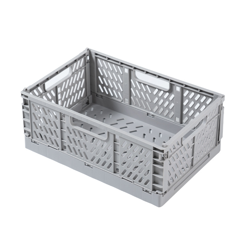 Folding Collapsible Plastic Storage Crate Box Stackable Home Kitchen Warehouse Storage Baskets Box S L XL: Gray / 20.3x30.5cm