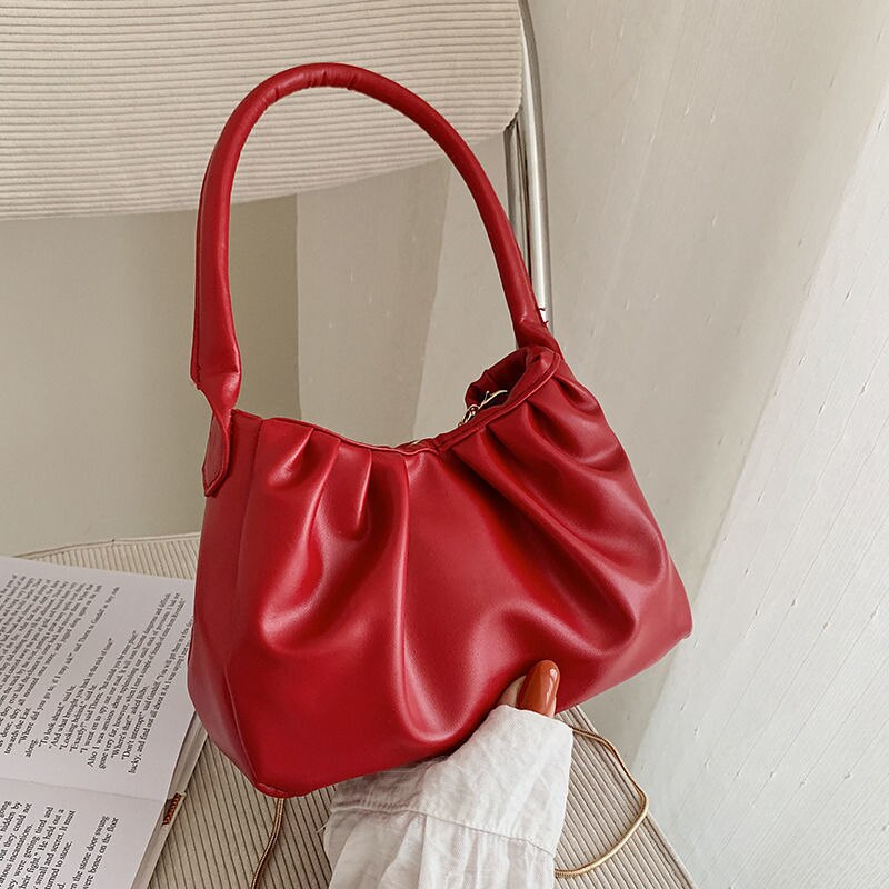 Eenvoudige Mode Vrouwen Mini Schoudertas Crossbody Tas Effen Kleur Dames Eenvoudige Onderarm Zakken Vrouwelijke Kleine Clutch Purse Pouch Handtas: Rood