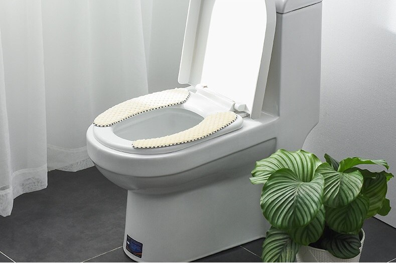Siège de toilette de salle de bain | Outil de fermeture, tapis chauffant, lavable peluche douce, coussin en molleton de corail, tapis de toilette antidérapant, siège de toilette