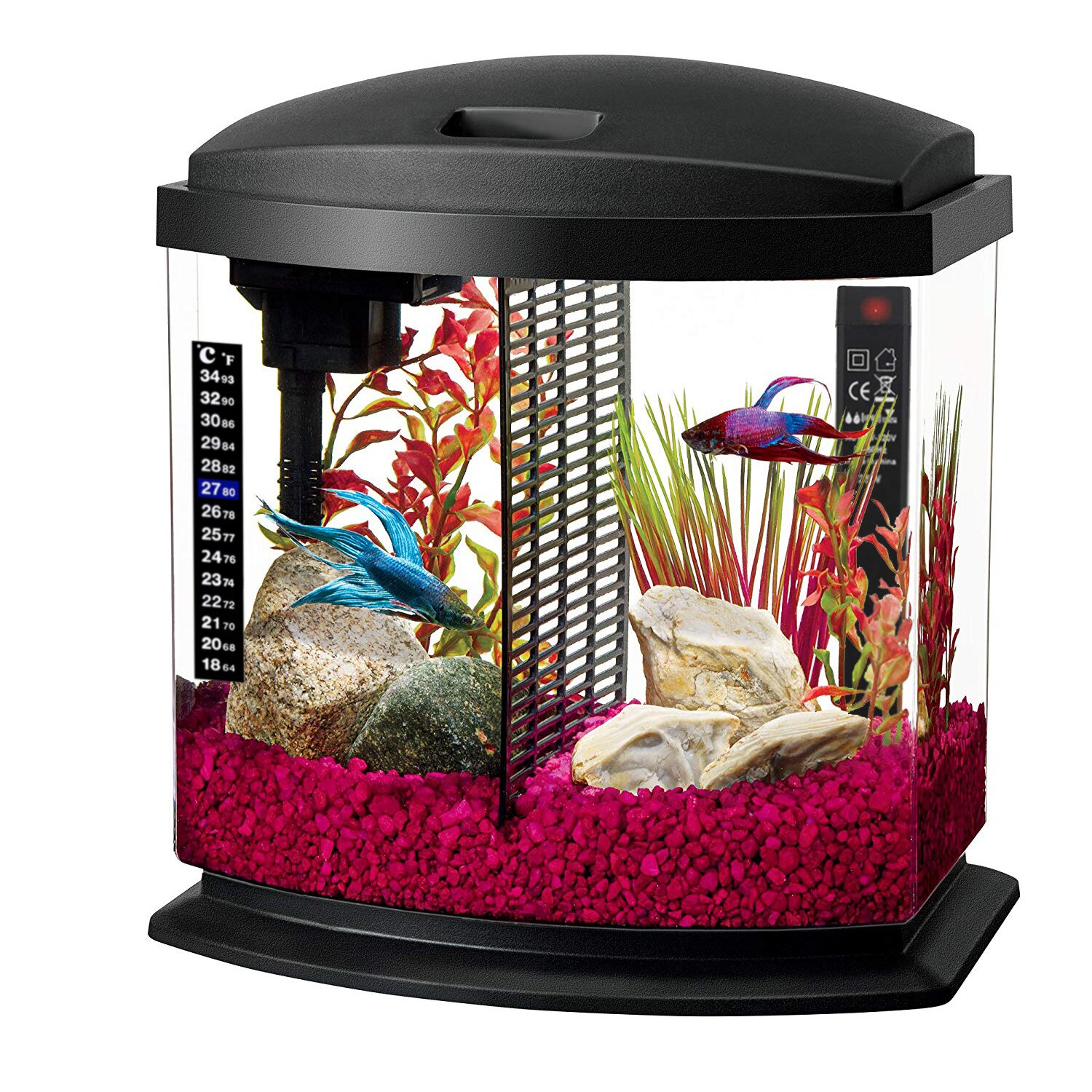 25W Betta Fish Tank Heater Smart Thermostaat Kleine Aquarium Heater 2-5 Gal Water Warmer 2 Kunstplanten 1 Sticky Thermometer