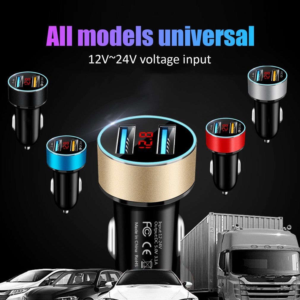 Auto Zubehör Dual USB Digital Display Auto Ladegerät Tragbare Auto Zigarette Leichter Mit Led-anzeige Auto Ladegerät