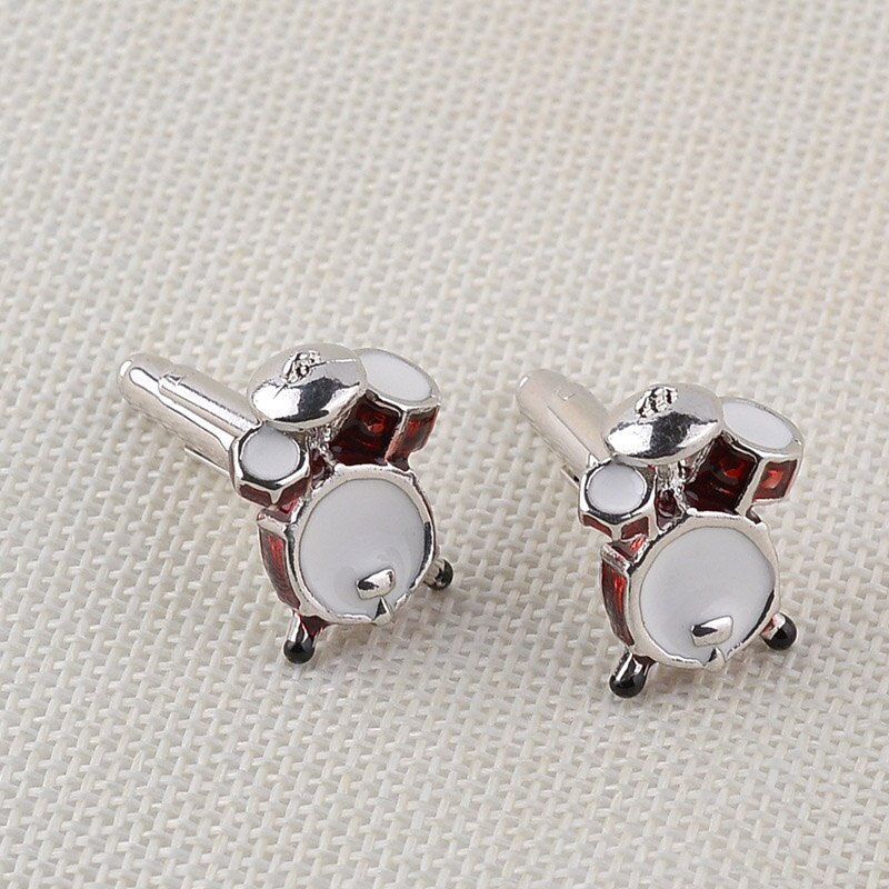 High-grade Musical Instruments Cuff Button Men Guitar Drums Violin Shirt Cufflinks Business Wedding Cufflink: Drums